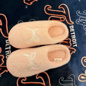 Cozy Pink Fuzzy Slippers with Bow